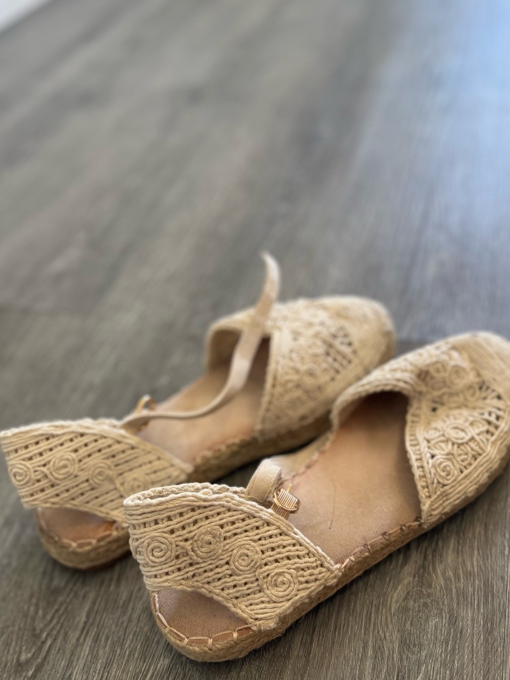 SHEIN Crochet Espadrille Flats in Beige